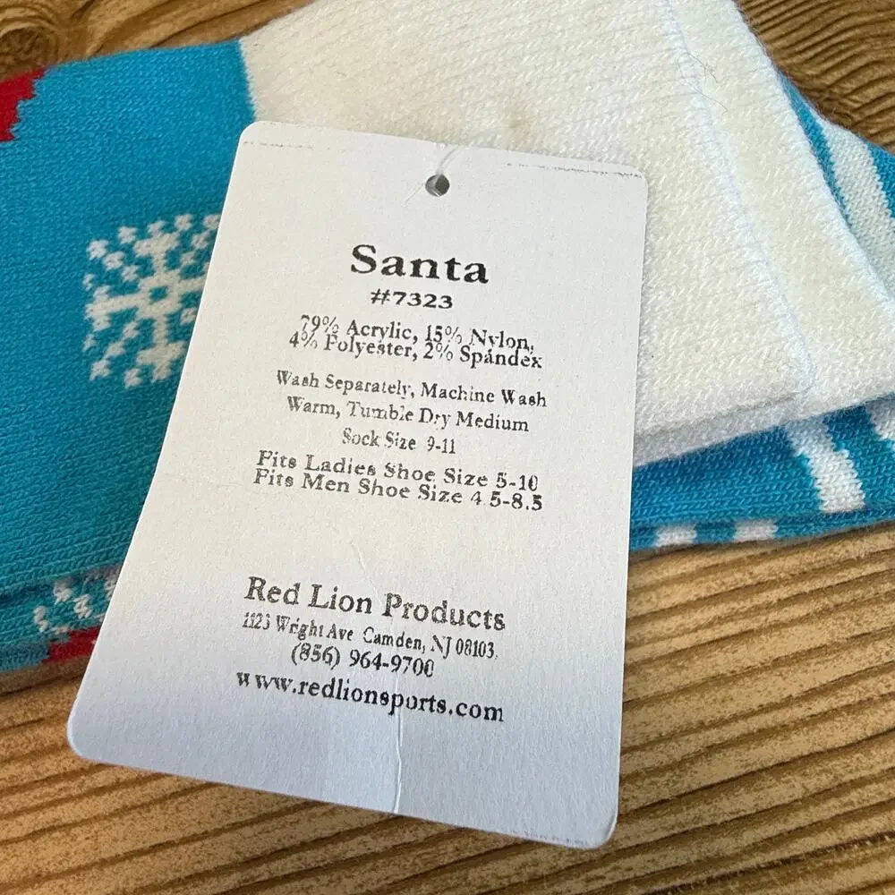 NWT Red Lion Adult Santa Christmas Socks Made in the USA Great Holiday Gift New